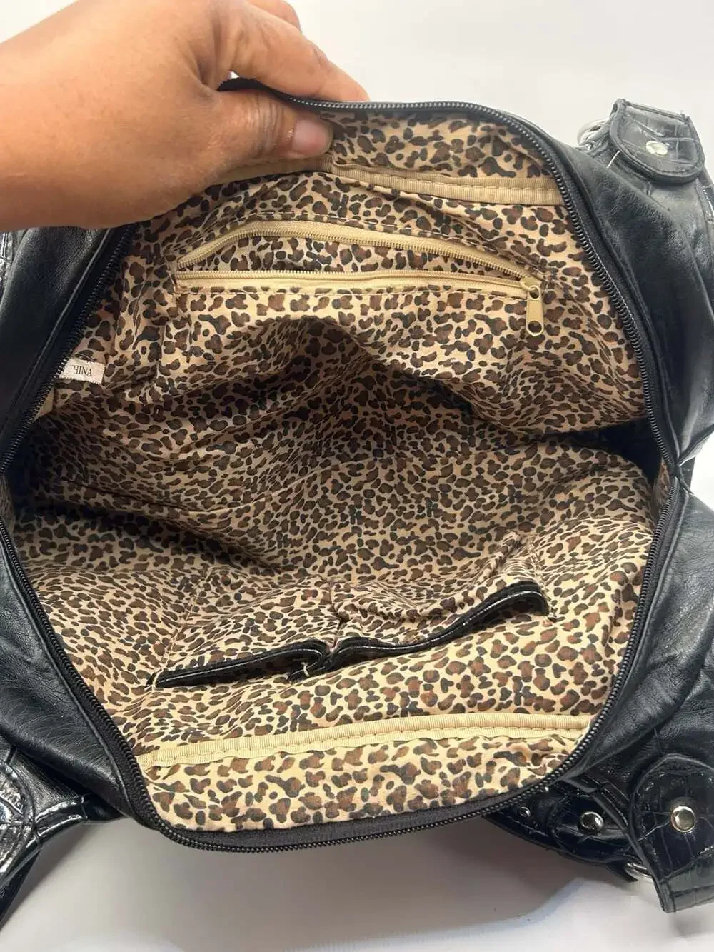 Y2K Black Faux Leather Rhinestone Buckle Studded Shoulder Bag